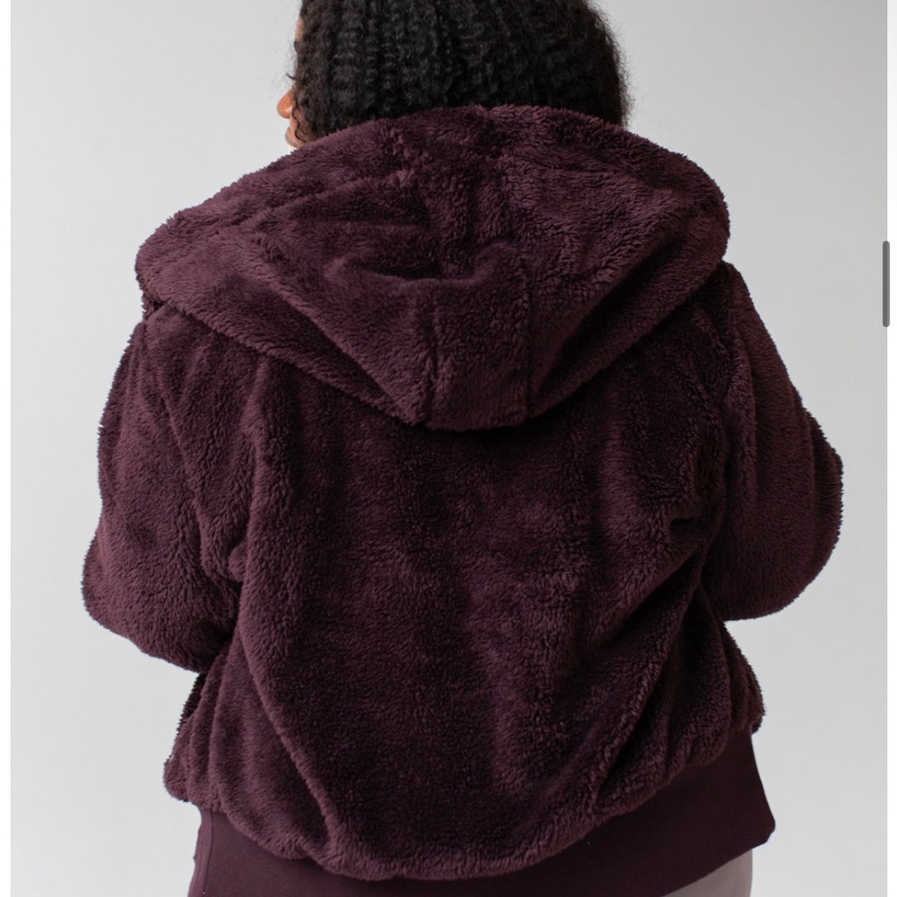 Savvi Amy Sherpa Jacket with Hood, Size Medium, Color Eggplant - Picture 10 of 13